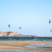 Wind surfers in Dakhla, Western Sahara